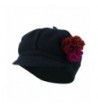 Flower Trim Wool Newsboy Cap - Navy - CY11GI6NQKD