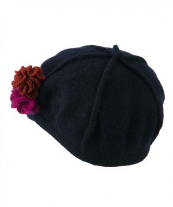 Flower Trim Wool Newsboy Cap