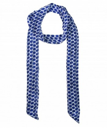 Le Nom Basic Polka Dot Skinny Scarf - Blue - CZ12CUBXT5V