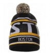 American Cities Unisex USA Cities Fashion Large Letters Pom Pom Knit Hat Cap Beanie - Boston Black Yellow - CE12N6K42YL