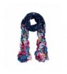 Premium Polka Dot Flower Print Scarf - Different Colors Available - Navy - CD11FQD4BXF