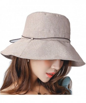 i-select Sun Hat With Ribbon String UV Protection - Khaki - CT183NS6Y53