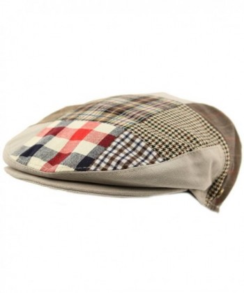 Men's Cotton 14 Patch Ivy Plaids Houndstooth Driver Cabby Flat Cap Hat Gray - CE17Z4E0MTS