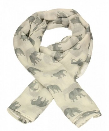 Elephant Print Womens Ladies Large Viscose Scarf Shawl Wrap - White - CB12NH02JOQ