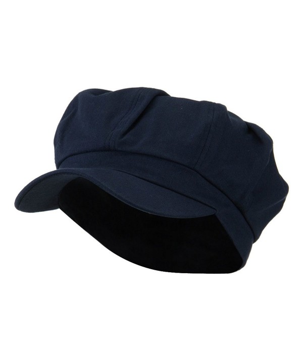 Cotton Elastic Newsboy Cap-Navy W15S51F - C211E8TUR8L