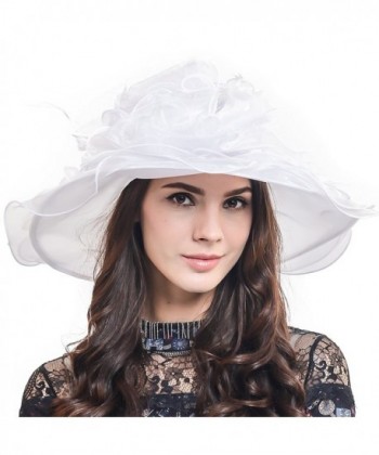 Fascinators Kentucky Derby Church Veil Dress Large Cocktail Party Hat S042 - White - CU11Y8HC2B3