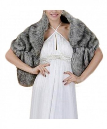 Dressart Women's Faux Fur Wedding Bridesmaid Cloak Party Wrap Shawl Stole - Gray - CF187G5HSS9