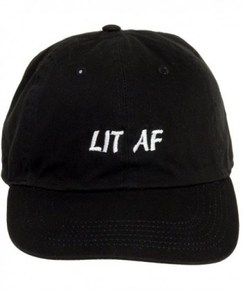 Newhattan "LIT AF" 100% Cotton Adjustable Dad Hat - Sports Cap - Black - CI12O63ABAM