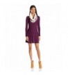 WallFlower Women's Juniors Thermal Long Sleeve Dress With Sherpa Infinity Scarf - Winter Plum - CB12N3WNX2S