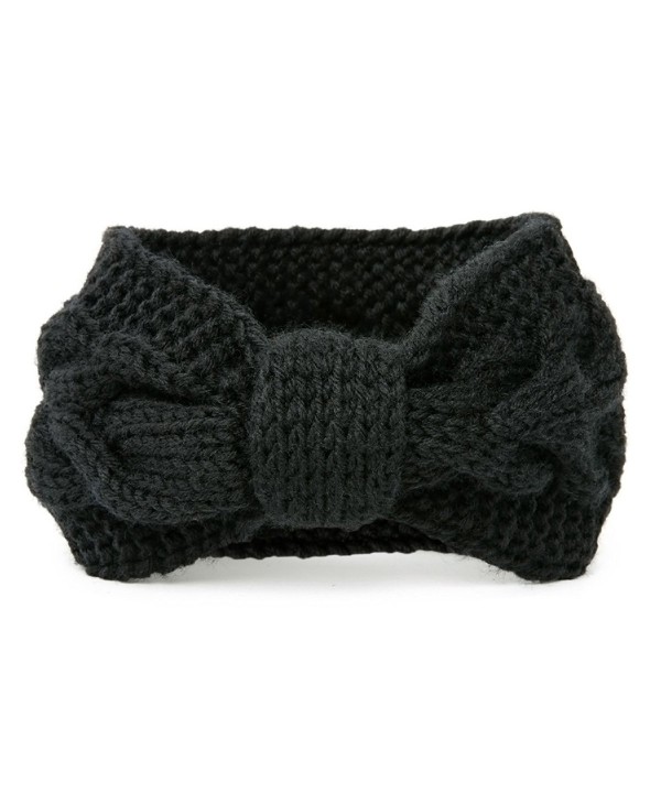 NISHAER Women's Chunky Cable Knitted Turban Headband Ear Warmer Head Wrap - 1 Black - C512B1O92QN