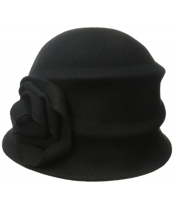 Betmar Women's Alexandrite Wool Trilby Hat With Flower Trim - Black - CP1190984D9