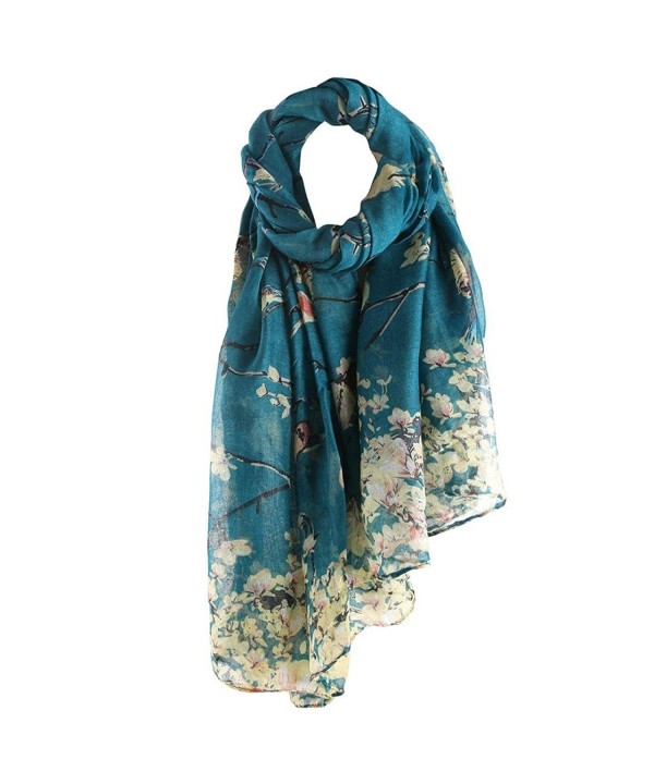 DEESEE(TM) Women Animal Printed Long Scarf Voile Warm Wrap Shawl - Blue - C812O8HV73E