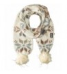 Muk Luks Women's Snowflake Pom Scarf - Ivory - C0125UF9F75