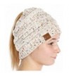 SERENITA C.C Unisex Classic Beanie Tail Ponytail Cap Hat - Confetti Oatmeal - CG189XIKW02