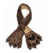 Animal Fur Scarf with Paw Mitten - Brown Wolf - CC11QDL1HAN