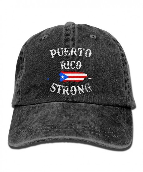 Unisex Puerto Rico Strong Denim Jeanet Baseball Cap Adjustable Cricket Cap For Men Or Women - Black - CJ187ILQY5S