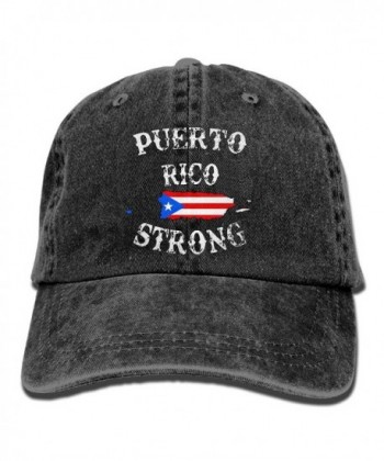 Unisex Puerto Rico Strong Denim Jeanet Baseball Cap Adjustable Cricket Cap For Men Or Women - Black - CJ187ILQY5S