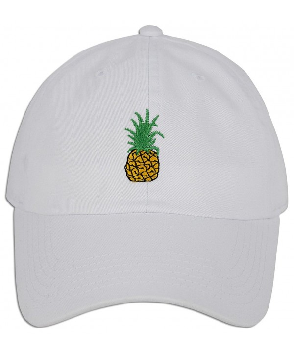 Pineapple Embroidery Dad Hat Baseball Cap Polo Style Unconstructed - White - C1182WTRM7M