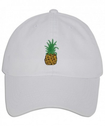 Pineapple Embroidery Dad Hat Baseball Cap Polo Style Unconstructed - White - C1182WTRM7M