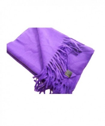 100% Cashmere Wool Scarf Solid Color Made in Germany - Plum - CK1297FZAHH