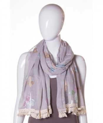 Womens Premium Collection Embroidered Butterfly in Fashion Scarves
