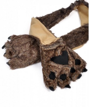 Animal Scarf Mitten Brown Wolf