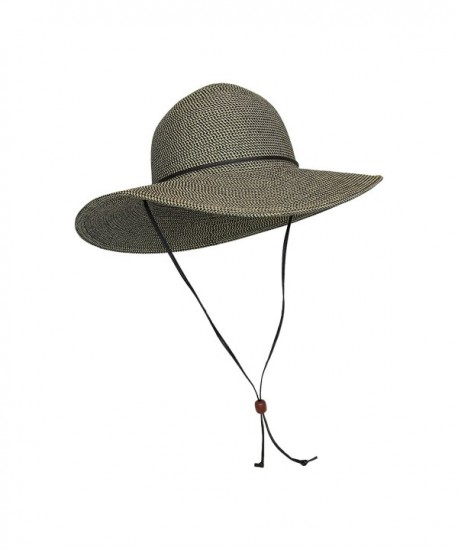 Packable Cotton Fabric Summer Sun Hat- Wide Circle Brim w/ Chin Strap- UPF50+ - Brown - CA12HHG933B