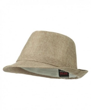 Poly Linen Fedora Hat - Khaki - C311TX6VVLB