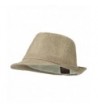 Poly Linen Fedora Hat - Khaki - C311TX6VVLB