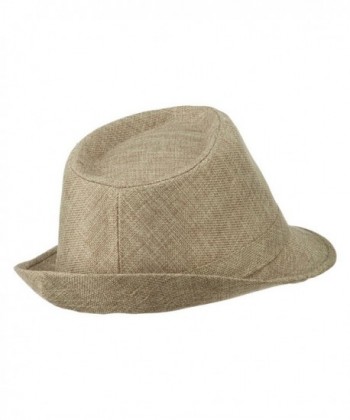 Poly Linen Fedora Hat Khaki in Men's Fedoras