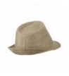 Poly Linen Fedora Hat Khaki in Men's Fedoras