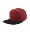 Trendy Apparel Shop Plain Corduroy Textured Suede Flat Bill Snapback Cap - Burgundy Black - CQ185R5I6C9