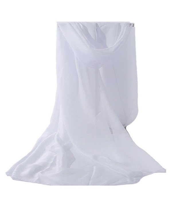 Kook Club Silk Feeling Scarf Blend Large Chiffon Scarf in Solid Color Beach Bikini Cover Up - White - C012H0NS56H