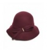 Women's Wide Brim Wool Cloche Hat Winter Hats Grey Black - Burgundy - CV182ZENUYO