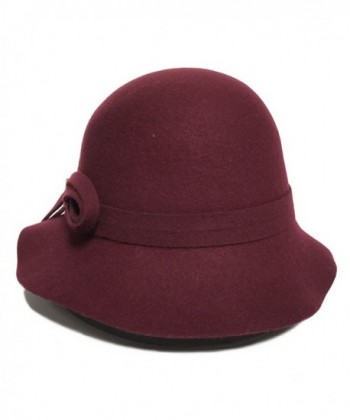 Womens Cloche Winter Black Burgundy in Women's Fedoras