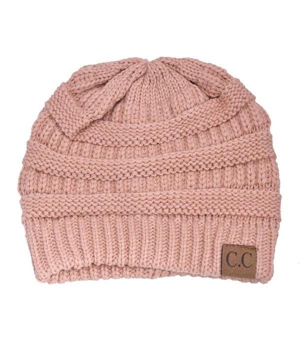 HUE21 Women's Sloutch Knit Beanie Hat - Rose Pink - CE11OXPR2IN