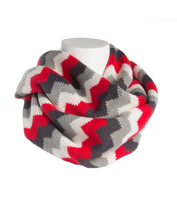 Tickled Pink Women's Oversized Zig Zag Infinity Scarf Soft Warm Winter Lightweight Shawl Wrap - Red - CA186AC928G