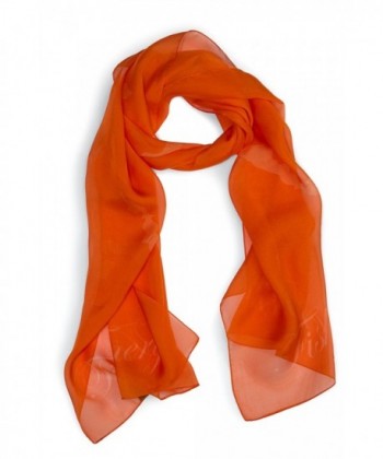 Fishers Finery Women's 100% Italian Silk Chiffon Scarf - Tangerine - C811HJ30NA9