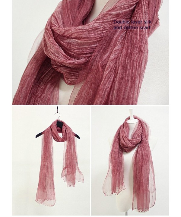 WS Natural Scarf Shawl Scarves - Double Layer Wine Red - C917YWUSHEH