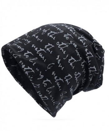 Thenice Unisex Beanie Cap Thin Hip-hop Letter Hat - Black - CX186GMK7I0