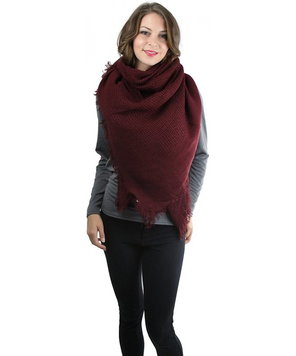 ToBeInStyle Women's Open Weave Square Scarf - Burgundy - CJ12NUJP2B0