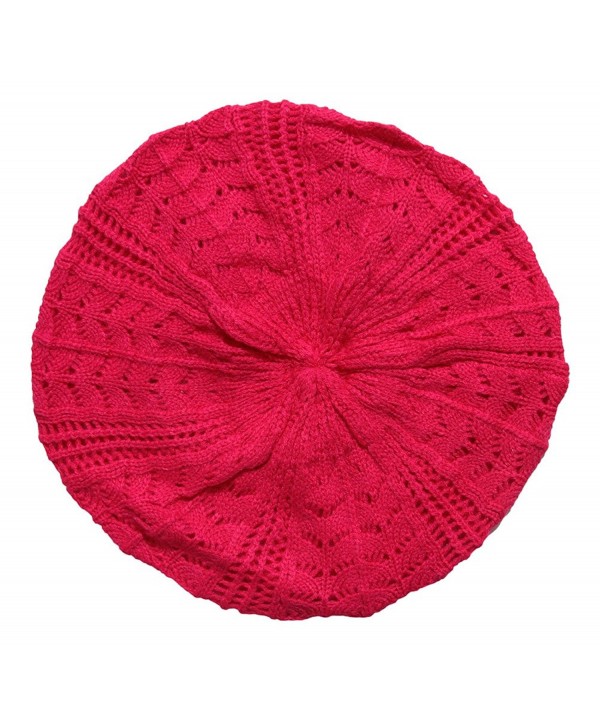 Hip Slouchy Lightweight Knitted Beanie - Hot Pink - CQ11JDQ3MFT