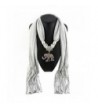 Creazy Women Elephant Pendant Scarf with Tassel Rhinestone Jewelry Scarves - Gray - CS128Y37KSV