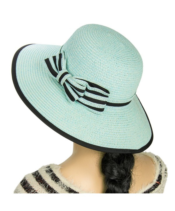 Aerusi Women's Hampton Floppy Straw Hat - Teal - CR129VRLHRJ