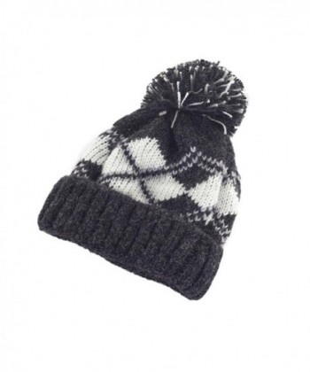 Clearance!! Women's Knit Beanie Cap Winter Warm Hand Knit Faux Fur Pompoms Beanie Hat - Black - CP188O2R96R