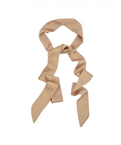 IvyFlair Long Skinny Tie Neck Scarf Choker - Different Colors - Camel - CL12O7MLRPW
