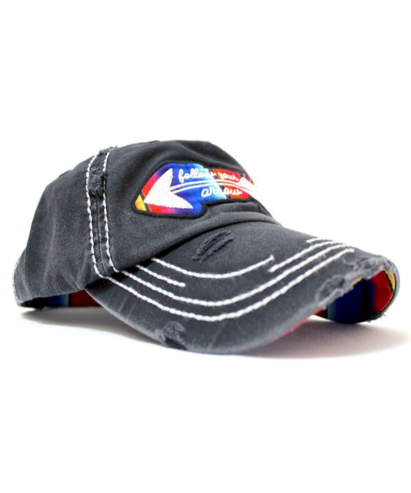 Follow Your Arrow Serape Color Patch-Embroidery Distressed Vintage Cap - CH182RYEA7E