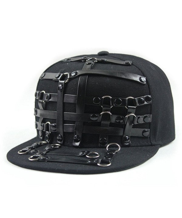 Unisex 3d Metal Stud Adjustable Flat Bill Snapback Baseball Punk Cap ...