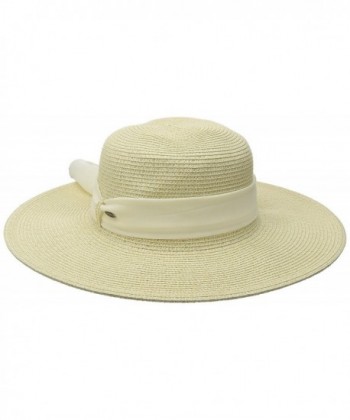 Scala Women's Paper Braid Hat with Chiffon - Toast - CC128M3TFF9