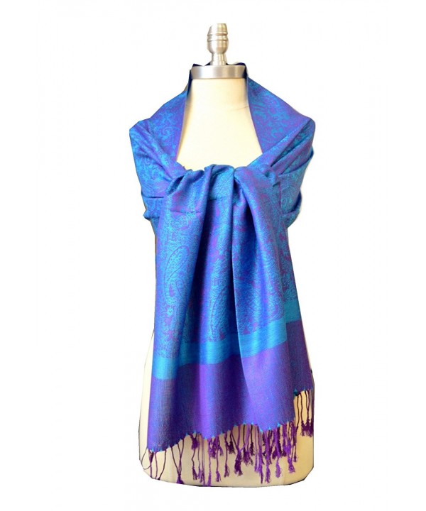 SCARF_TRADINGINC Paisley Jacquard Pashmina Scarf Wrap Stole - BLue/Purple(AA) - CT11NPUPUFJ